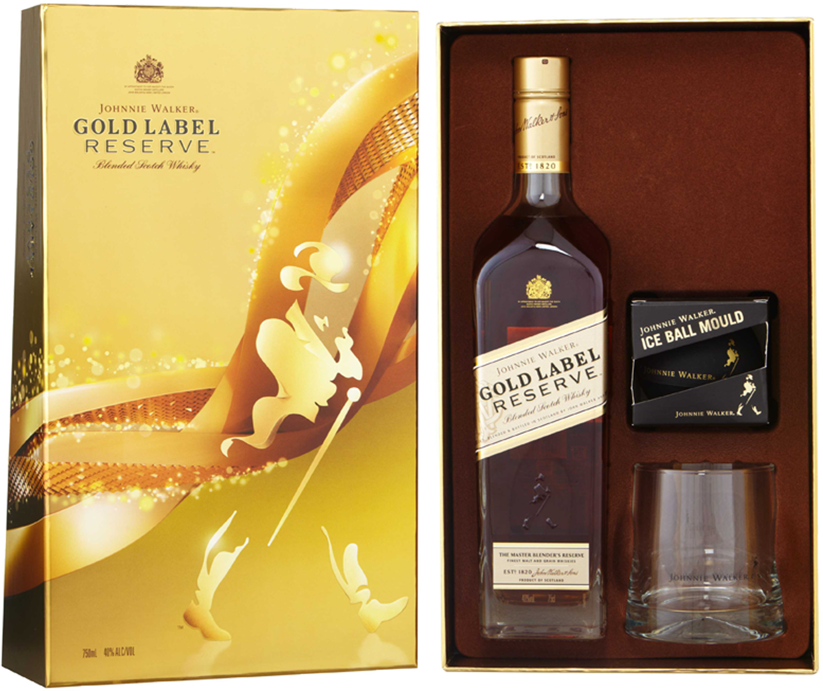 Johnnie Walker Gold Label Scotch Whisky Gift Pack 750ml - Johnnie Walker Gold Gift Set (1600x2000), Png Download