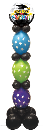 Link A Loon Balloon Column - 18" Round Hats Off To The Graduate Foil Balloon (357x481), Png Download