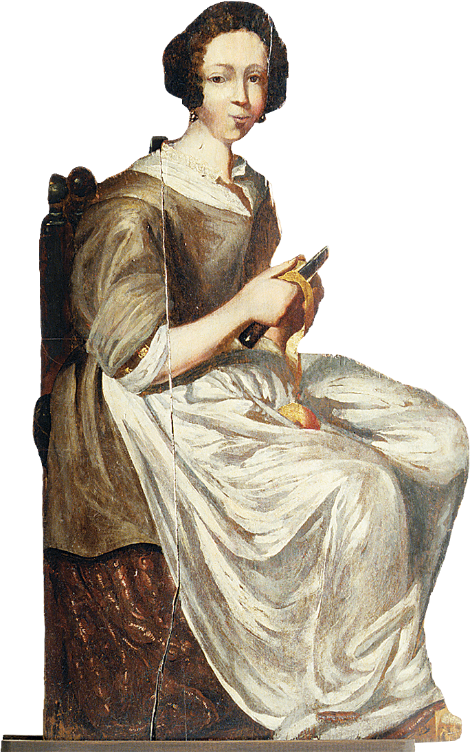 Dummy Board Of A Woman Peeling Apples - Sitting (750x1098), Png Download