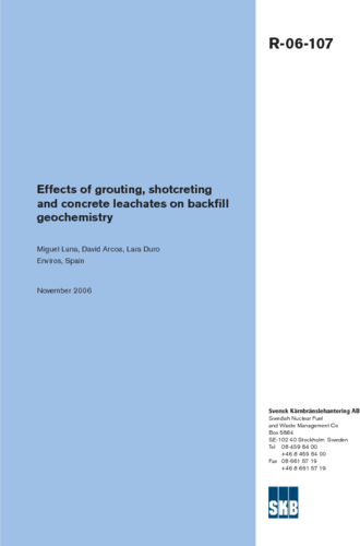 Effects Of Grouting, Shotcreting And Concrete Leachates - Skb (330x500), Png Download