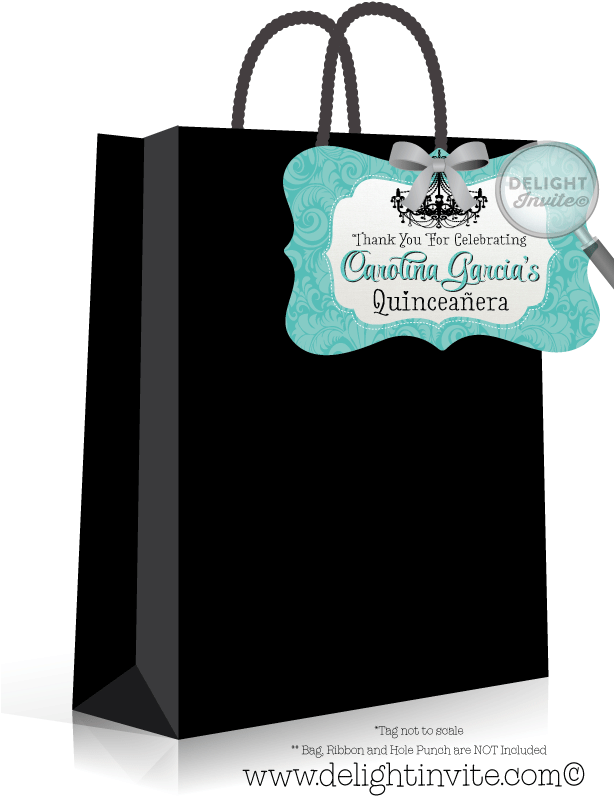 Tiffany Blue Chandelier Quinceñeara Favor Tags - Breakfast At Tiffany Paper (613x822), Png Download