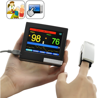 Portable Oximeter And Heart Monitor - Red Led Light Touch Screen Watch With Silicon Watc... (400x400), Png Download