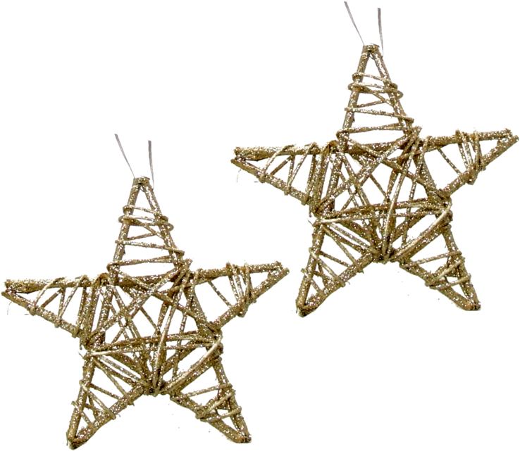 2 Stars Gold Glitter 15cm - Christmas Day (768x768), Png Download