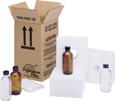 Glass/foam Pack W/8oz Amber Bottle, 24mm Cap, Assembled - Labelmaster Glass/foam Pack W/8oz Amber Bottle, 24mm (400x352), Png Download