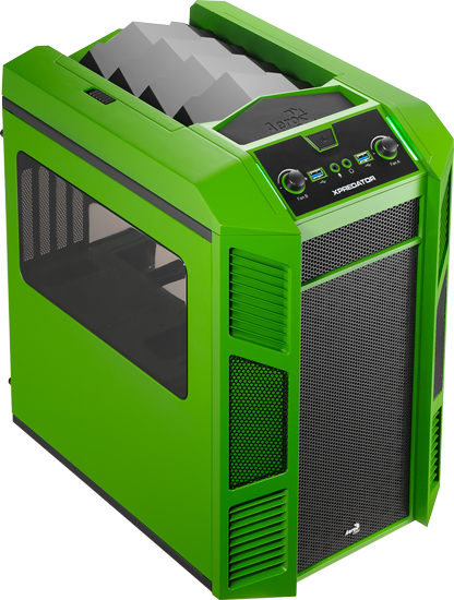 Aerocool Xpredator Cube Green Sff Chassis - Aerocool Xpredator Cube Green (416x550), Png Download