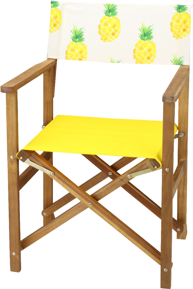 Acacia Hardwood Director Chair Set With Pineapple Print - Chair (1066x1600), Png Download