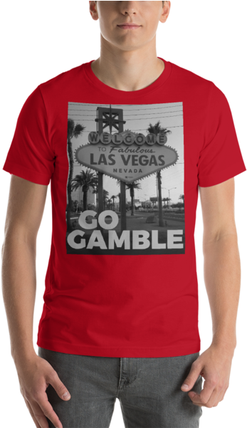Red Go Gamble Las Vegas Sign B&w Photo T Shirt - Las Vegas (600x600), Png Download