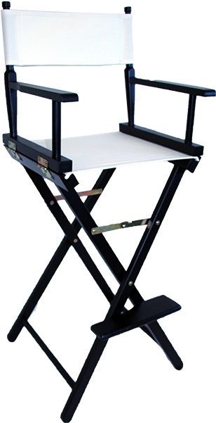 The Tall Directors Chair In Black Wood With A White - White Tall Directors Chair (400x600), Png Download