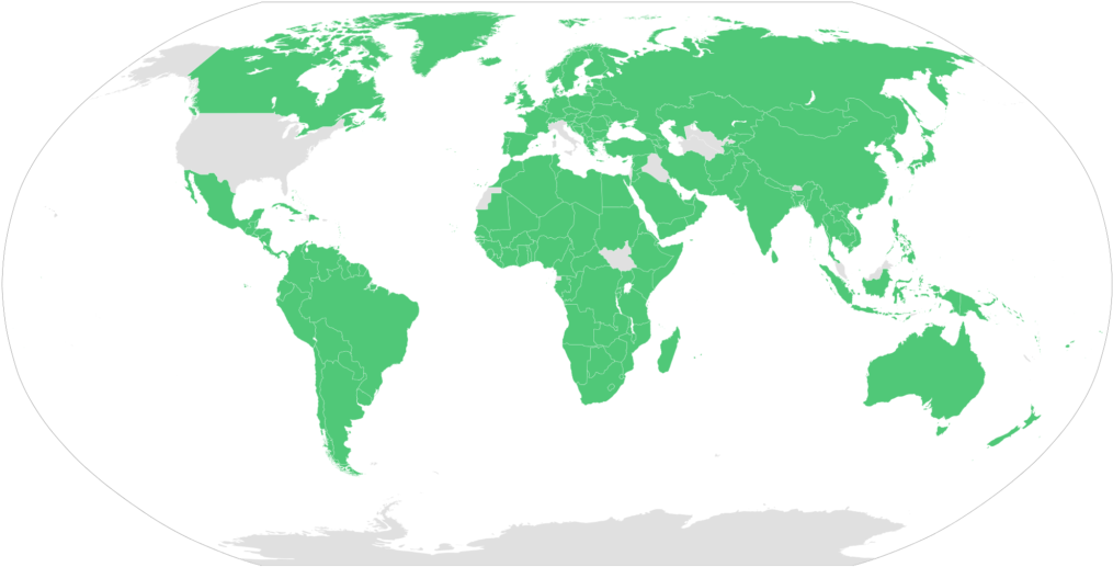 Organic Map Green Worldd - Countries In The World That Drive (1024x526), Png Download