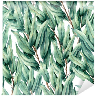 Seamless Pattern With Eucalyptus Leaves - Tapeta Eukaliptus (400x400), Png Download