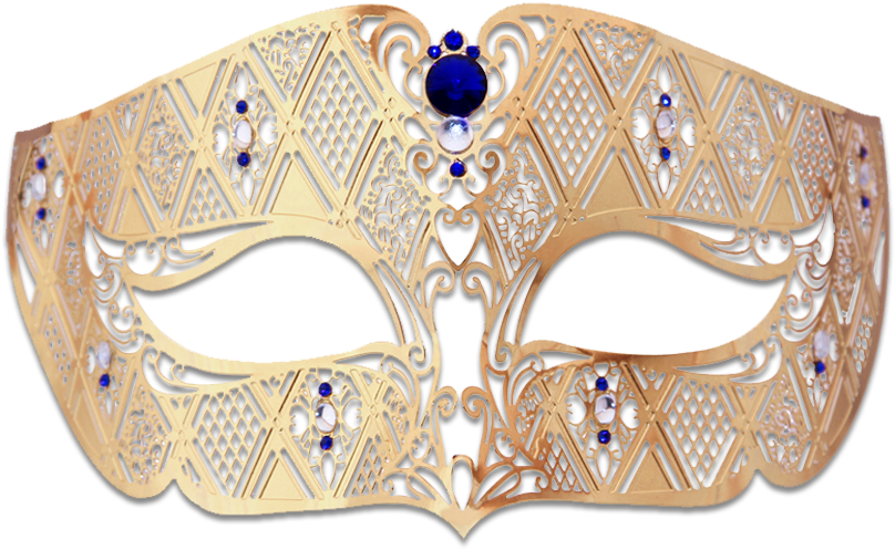 Gold Series Diamond Design Laser Cut Venetian Masquerade - Mask (879x549), Png Download
