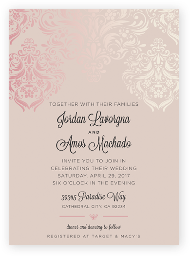 Download Wedding Invitations Blush Pink Rose Gold - Blush Pink And Rose Gold  Wedding Invitations PNG Image with No Background 