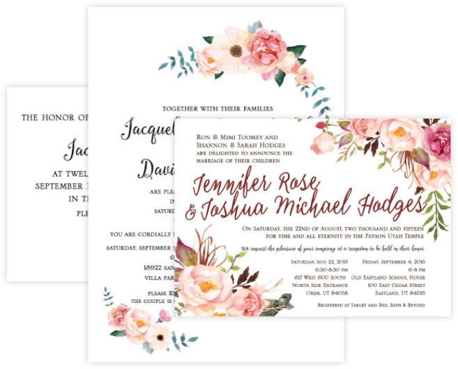 Wedding Invitations - Burgunder Marsala Erröten Boho Hochzeits-einladung (657x530), Png Download
