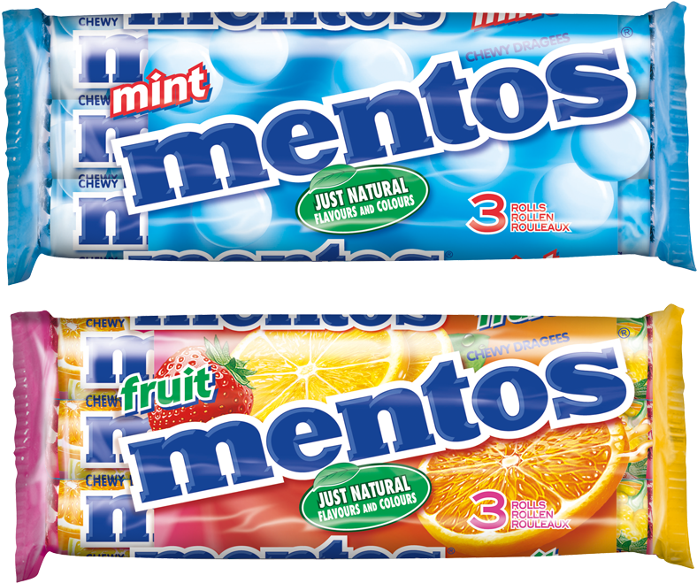Mentos 3er Mint Und Fruit - Gunz Mentos Mint Chewy Candies 38 G 3-pieces (800x800), Png Download
