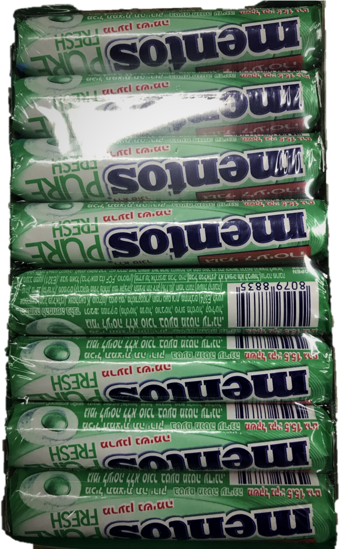 Mentos Pure Spear Mint Gum X 24 Packs - Mentos (800x1067), Png Download