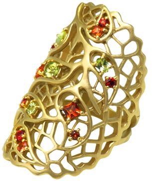 A Light Blanket Of Intertwined Gold Branches On Which - Pendant (498x498), Png Download