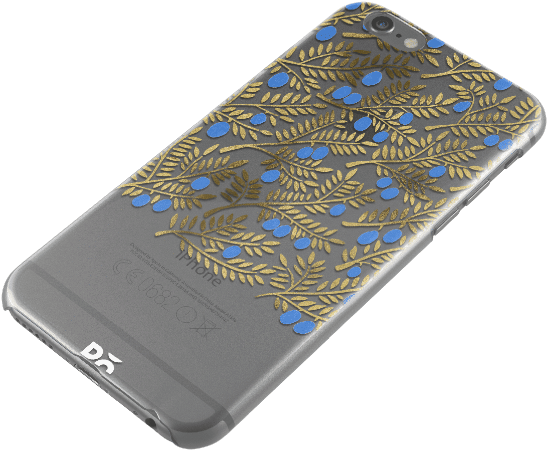 Dailyobjects Blue Gold Olive Branches Clear Case For - Society6 White Olive Branches Rectangular Pillow - (1093x900), Png Download