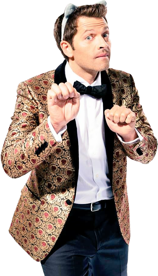 Report Abuse - Misha Collins Wearing Cat Ears (619x939), Png Download