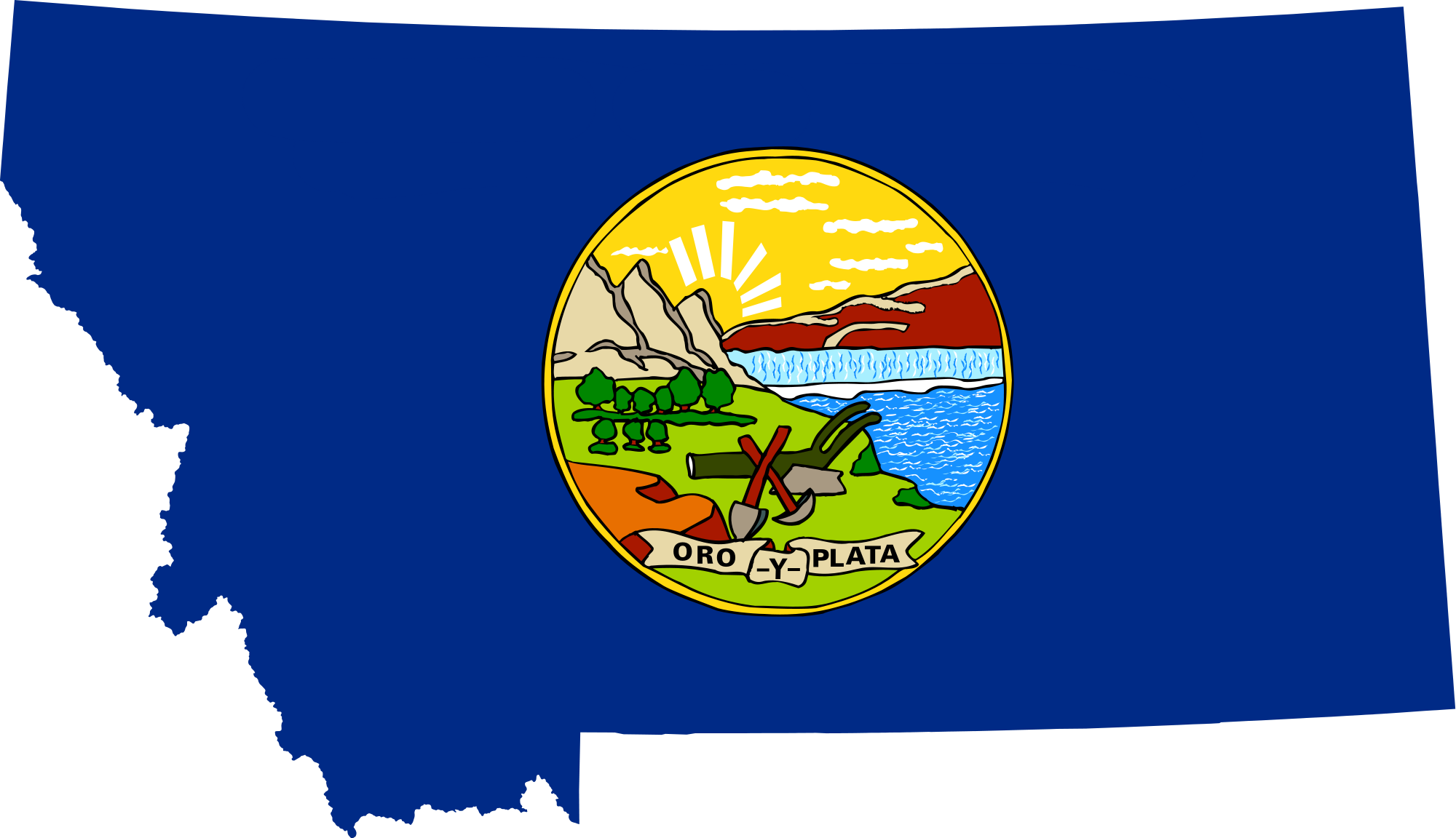 Flag Map Of Montana - Montana Flag And Map (2000x1152), Png Download