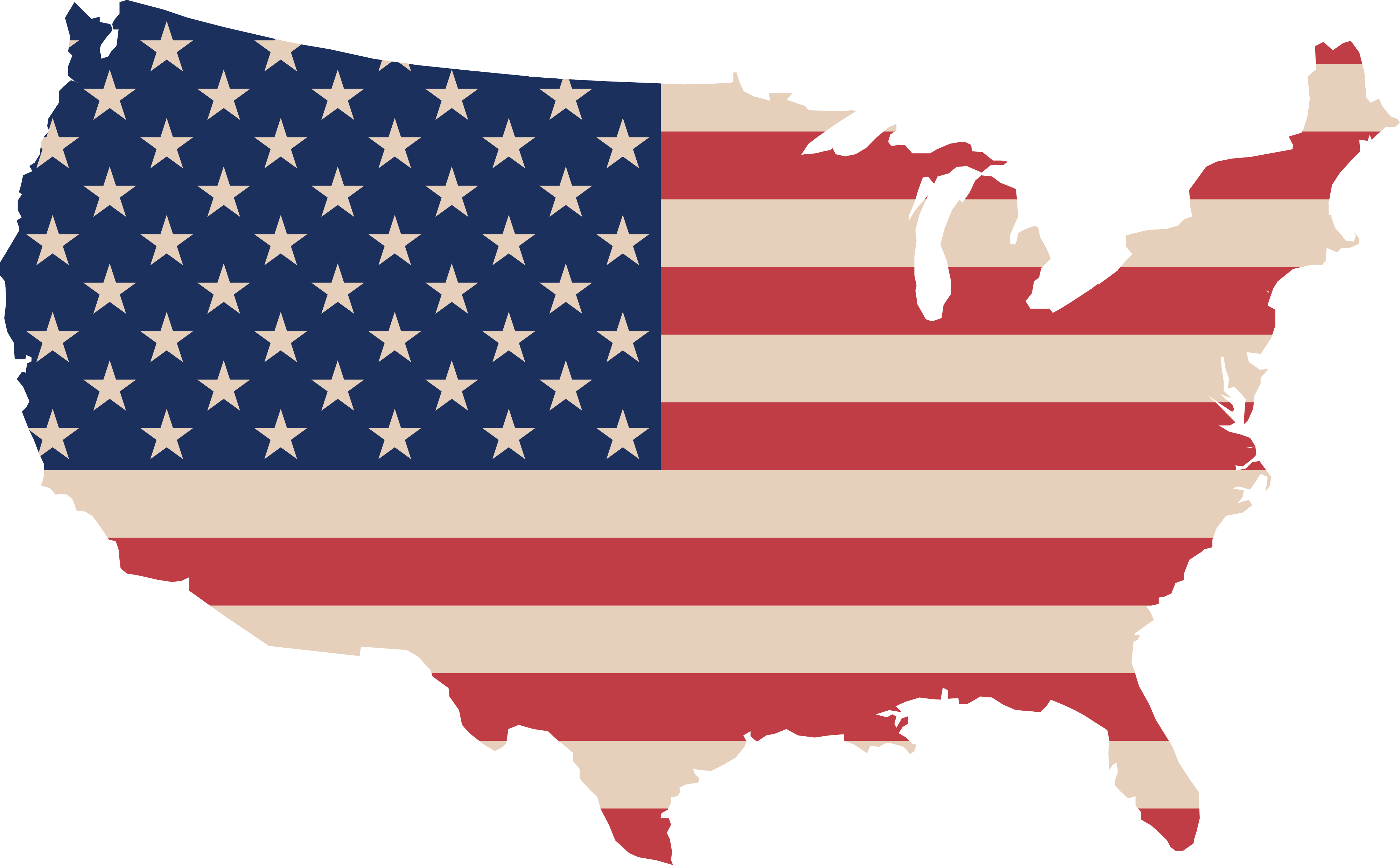Free Clipart Of A Map Of America With A Flag - United States Flag Sticker (4000x2472), Png Download