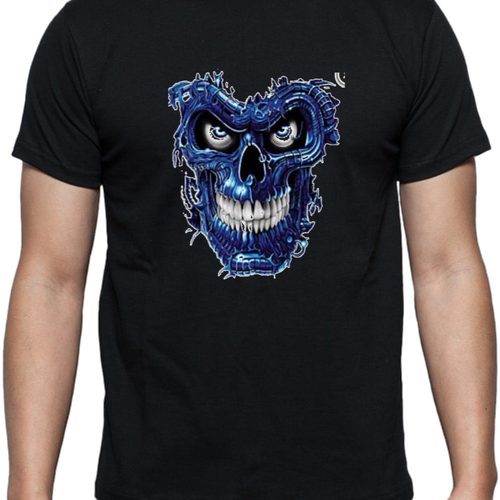 Download Black T-shirt Front Veiw Terminator Skull - Warhammer T Shirts ...