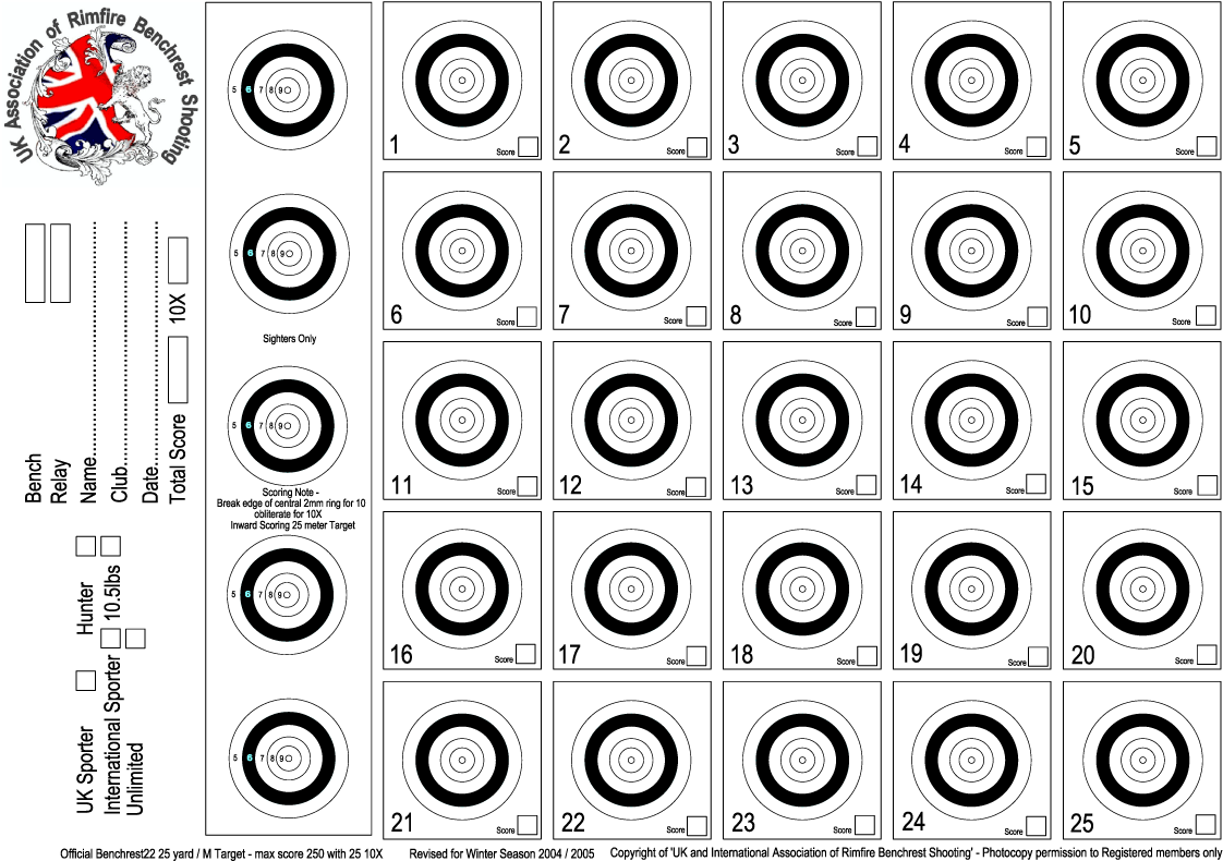 Rimfire Benchrest Competition Targets - World Rimfire And Air Rifle Benchrest (1191x842), Png Download