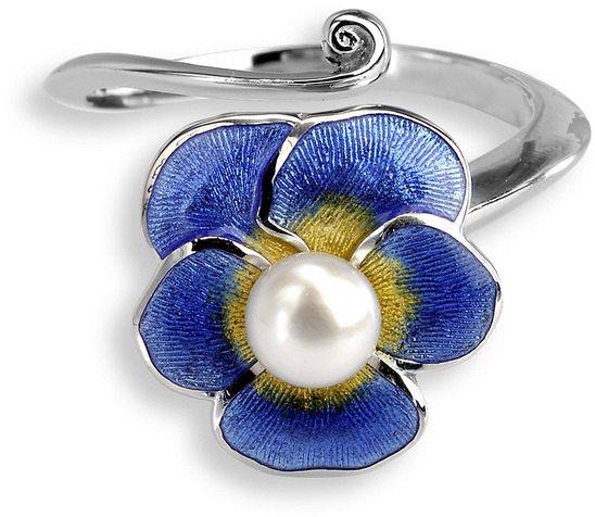 Nicole Barr Designs Sterling Silver Ring Pansy Blue - Nicole Barr Adjustable Blue Pansy Ring - Sterling Silver (800x800), Png Download