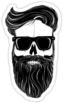 Ray Ban Png Red Ray's Black Bearded Skull - Caveira De Oculos E Barba (375x360), Png Download
