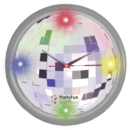 Led Wall Clock, Mirror Ball, Ø 30 Cm - - Party Fun Lights Rotating Mirror Ball (640x708), Png Download