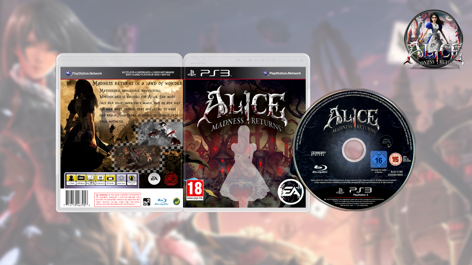 Alice Madness Returns Usa/europe Ps3 Download - Alice Madness Returns Cover (1600x900), Png Download