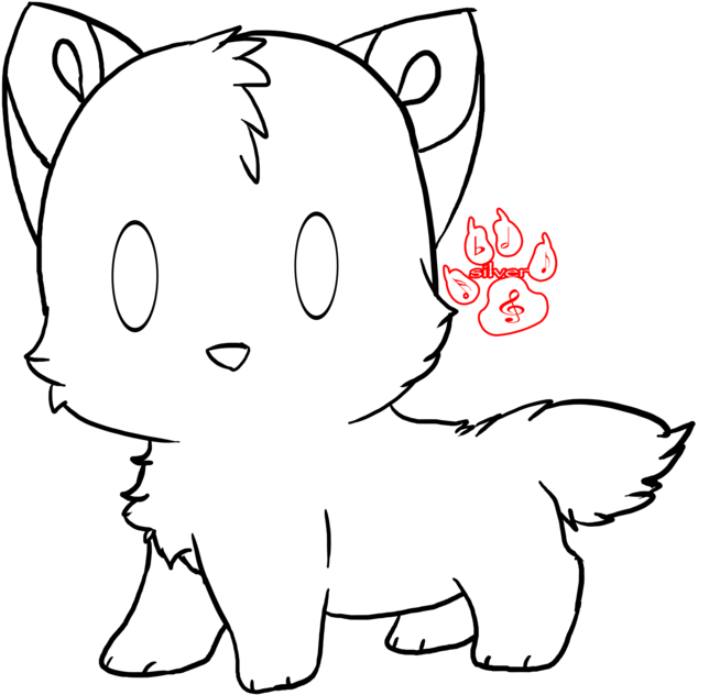 Wolf Drawing Cute - Drawing (900x692), Png Download