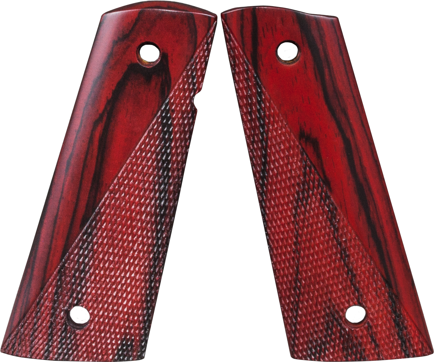 Fusion Firearms Officer Size 1911 Thumb Groove Grips - Officers Size Thumb Groove Grips - Ranger Cut Red Cocobolo (1500x1300), Png Download