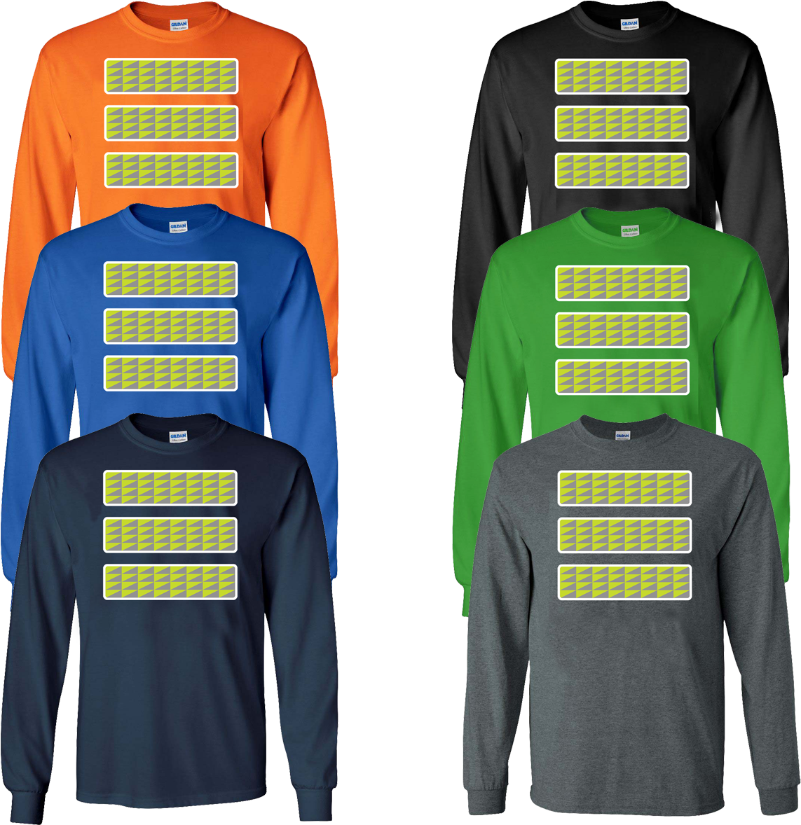 Long Sleeve T-shirt Safety Stripes Yellow / Grey Triangle - T-shirt (1200x1200), Png Download