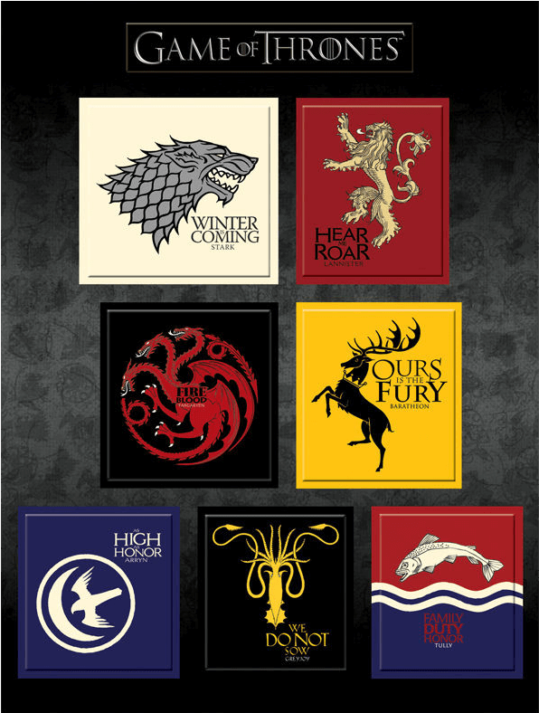 Game Of Thrones House Sigil Magnet Set - All The Game Of Thrones Houses Signs (787x787), Png Download