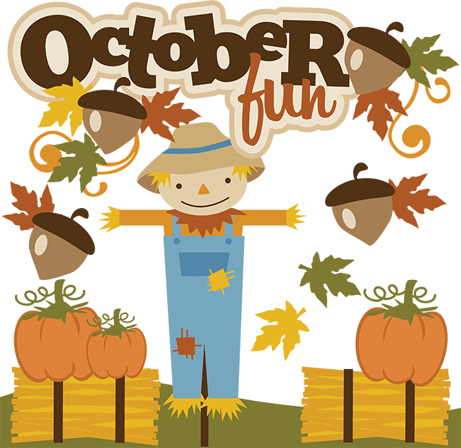 Scarecrow Clipart October - October Fun Clipart (648x629), Png Download