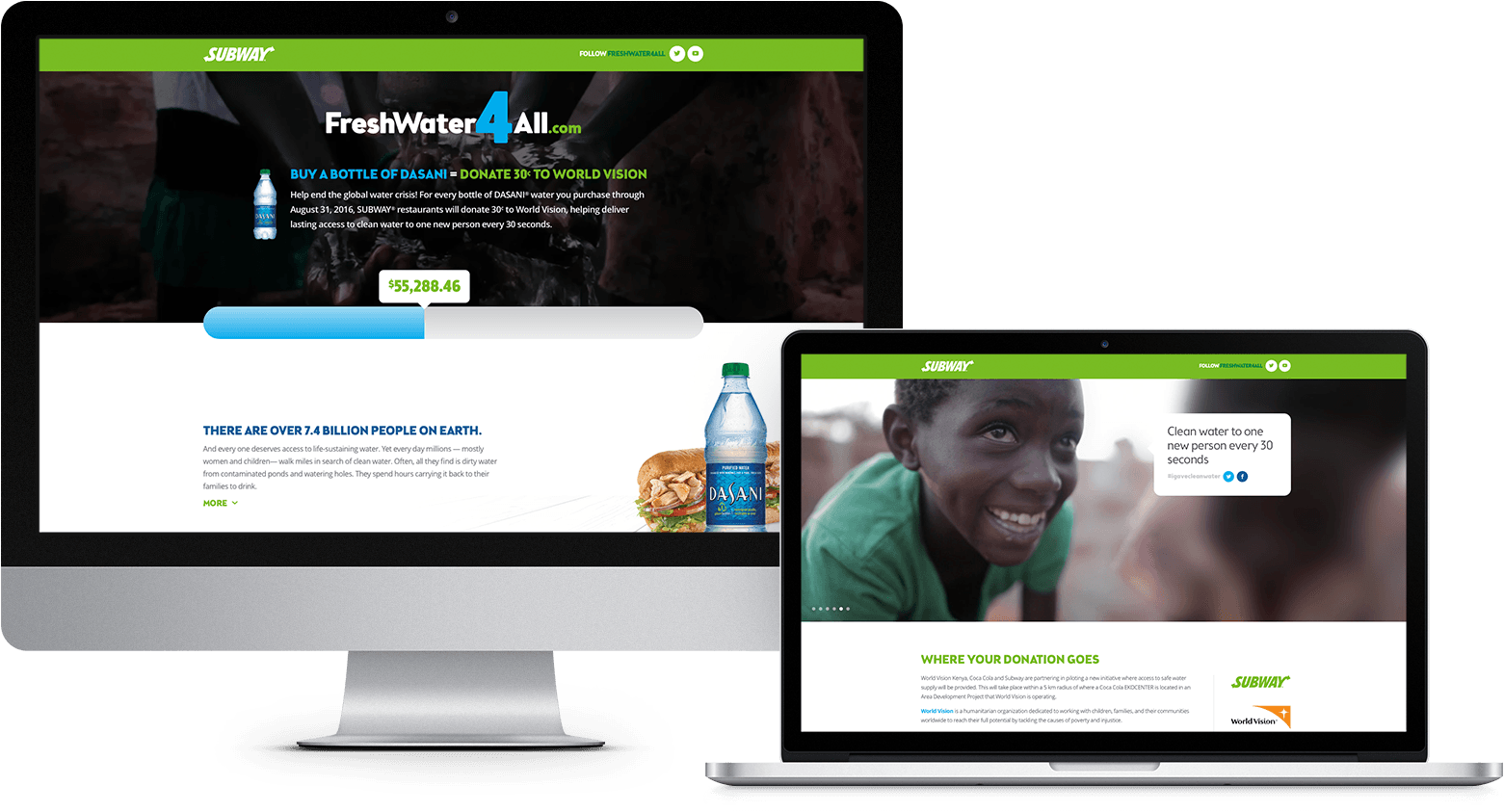 Freshwater4all Landing Page - Asher Agency (1600x843), Png Download