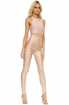 "dasani" Beige And Gold Bandage Two Piece Pants Set - Nude Femme (350x350), Png Download