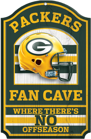 Green Bay Packer Fan Cave Wood Sign 2 Pc Min - Green Bay Packers Wood Sign - 11"x17" Fan Cave Design (500x500), Png Download
