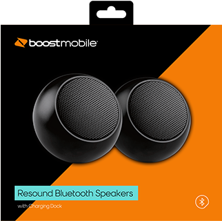 Resound Bluetooth Stereo Speaker Set Of 2 - Boost Mobile Bluetooth Speakers (357x452), Png Download