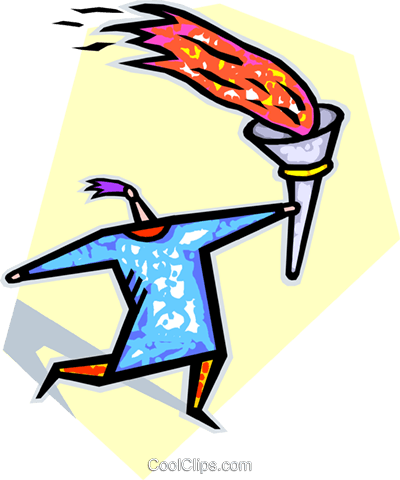 Olympic Torch Royalty Free Vector Clip Art Illustration - Olympic Flame (400x480), Png Download