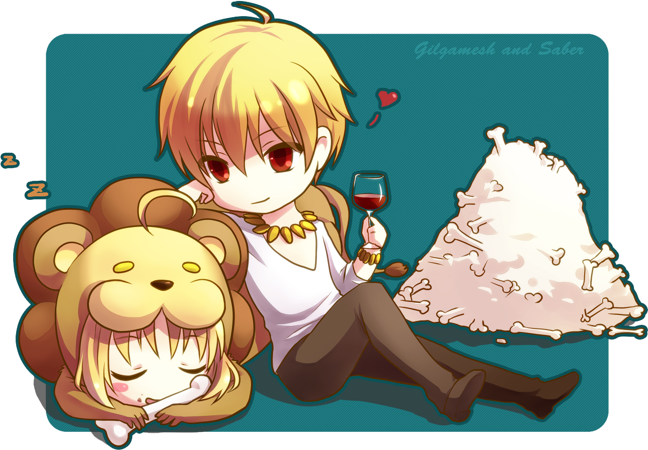 I'd Say Elfen Lied - Fate Zero Saber X Gilgamesh (1395x989), Png Download