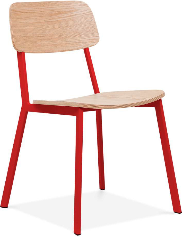 Cult Design Hipster Chair Red With Oak Veneer Back - Red Chair Png Back View (1000x1000), Png Download