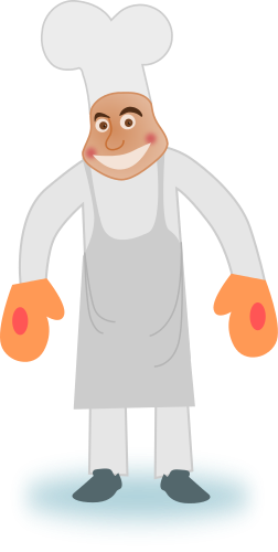 Cooking Clipart Master Chef - Cartoon Bbq Chef Sticker (252x500), Png Download