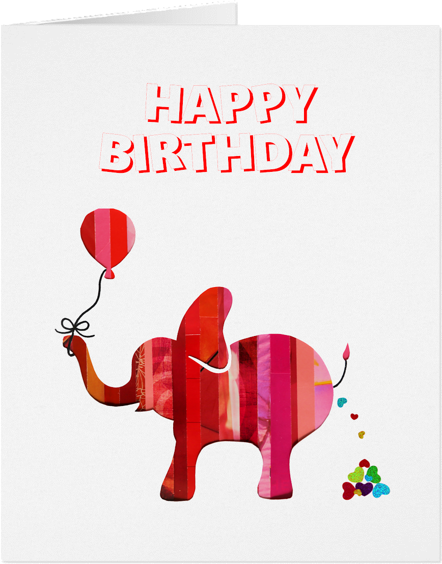 Gc002 Elephant Birthday Card - Elephant Birthday (1038x1196), Png Download
