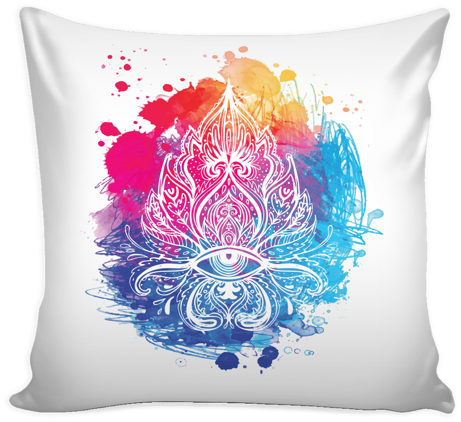 Lotus In All Seeing Eye Pillow Cover - Yoga On The Go (well Done) (1024x1024), Png Download