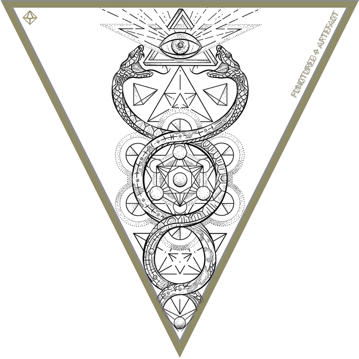This Design Features A Caduceus, With Metatron's Cube - Staff Of Hermes (700x700), Png Download