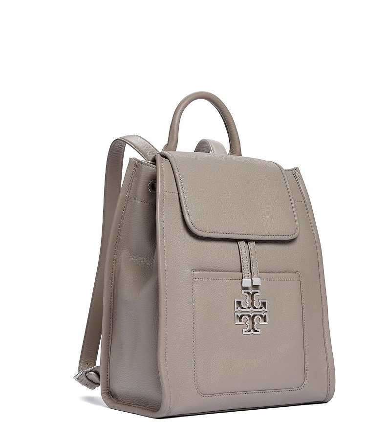 Britten Backpack - Tory Burch Britten Leather Backpack - French Grey (1600x900), Png Download