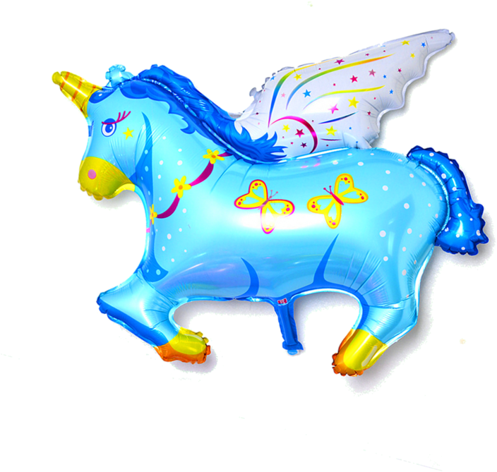 Foil Balloon 35cm "flying Unicorn" Blue - Balloon (768x768), Png Download