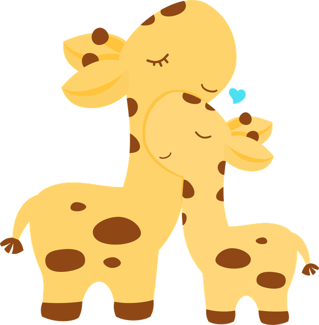 Safari & Zoo - Drawings Of Giraffe Family (650x662), Png Download