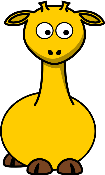 Giraffe Right Clip Art - Cartoon Giraffe With No Spots (360x598), Png Download